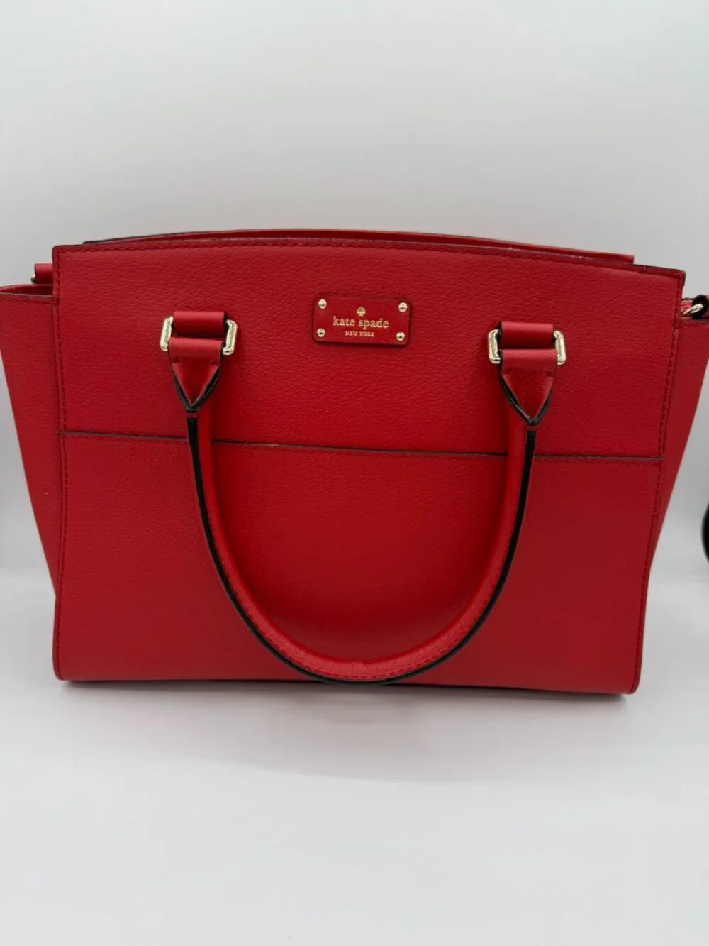 Kate Spade New York Red Leather Satchel Handbag Gold Hardware